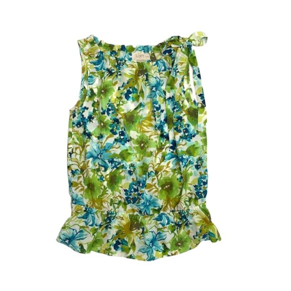LOFT Tops - Ann Taylor Sleeveless Green Floral Top | XXSP